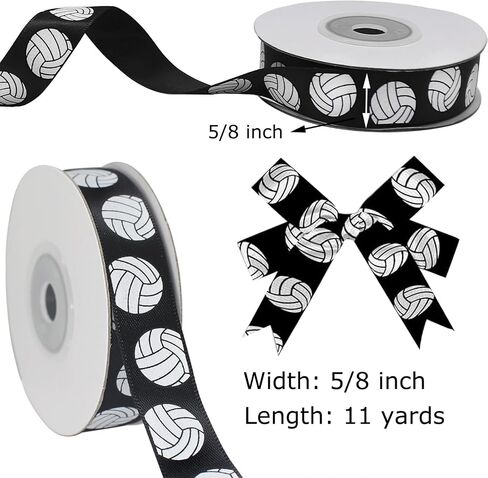 Satin Volleyball Ribbon, 5/8 Inch x 11 Yard, Electric Blue Volleyball Ribbon Use for Team Hair Bows, Wreath, Scrapbooks, Present Wrapping, Party Decoration, Crafts in Kuwait