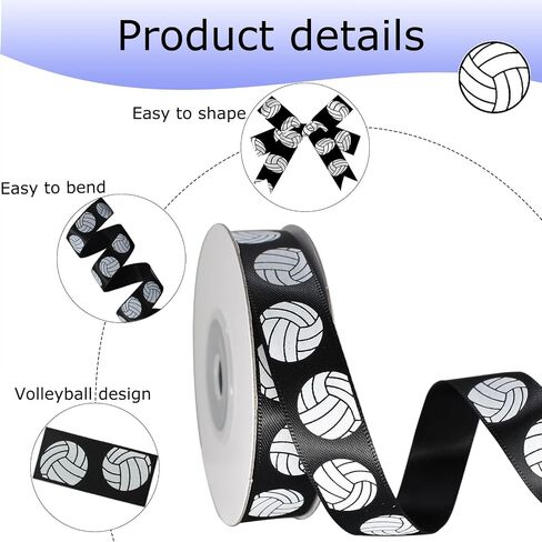 Satin Volleyball Ribbon, 5/8 Inch x 11 Yard, Electric Blue Volleyball Ribbon Use for Team Hair Bows, Wreath, Scrapbooks, Present Wrapping, Party Decoration, Crafts in Kuwait