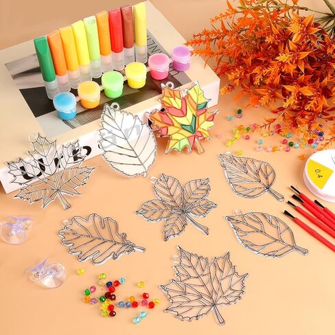 nlicrst 32 مجموعات السقوط ورقة Suncatchers الزخارف ديكورات ديي نافذة فن السقوط فقرة مجموعات الحرف اليدوية ديي مابل ورقة الشمس in Kuwait