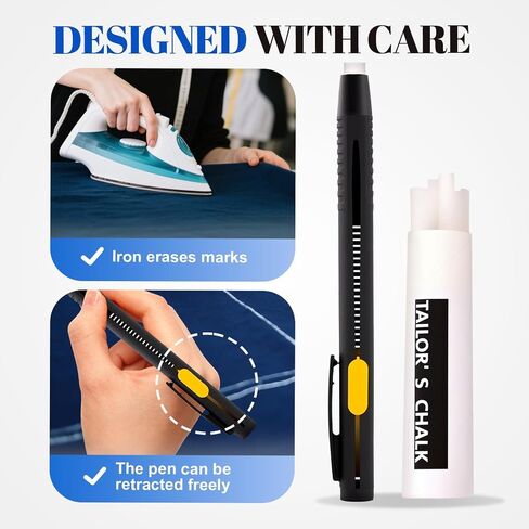 Heat Erasable Fabric Marker for Sewing, Washable Heat Erasable Pens for Fabric, Sewing Chalk DIY Markers for Quilting Embroidery, Suitable for Cotton Knitted Fabrics, 2 Pens + 20 Premium Refills in Saudi Arabia