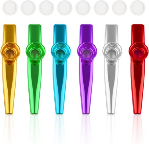 6 PCS Metal Kazoos with 8 PCS Spare Diaphragms - Premium Kazoos Musical Instruments for Adults & Kids, A Good Companion for Ukulele, Violin, Guitar,Piano Keyboard, Perfect for Parties, Music Lovers in Saudi Arabia