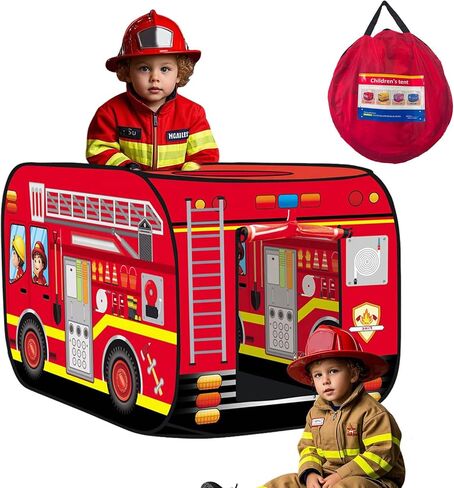 Pop Up Tent Kids: Fire Truck Tent, Pop - Up Playhouse Toy Suitable, Playhouse Toy Play Tents for Kids Aged 1-3 Years Old Boys and Girls(Fire Truck) in Saudi Arabia