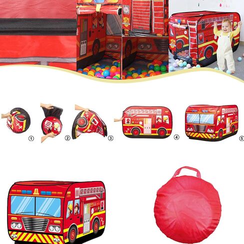Pop Up Tent Kids: Fire Truck Tent, Pop - Up Playhouse Toy Suitable, Playhouse Toy Play Tents for Kids Aged 1-3 Years Old Boys and Girls(Fire Truck) in Saudi Arabia