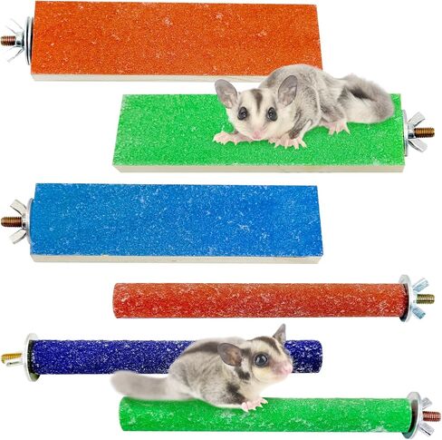 BNOSDM Sugar Glider Toys Wood 6 PCS Hamster Claging Cage Steps with Rand Sharping Claws Platform snadpaper snadpaper snadpaper for أقفاص مناسبة للسناجب الفئران in Saudi Arabia