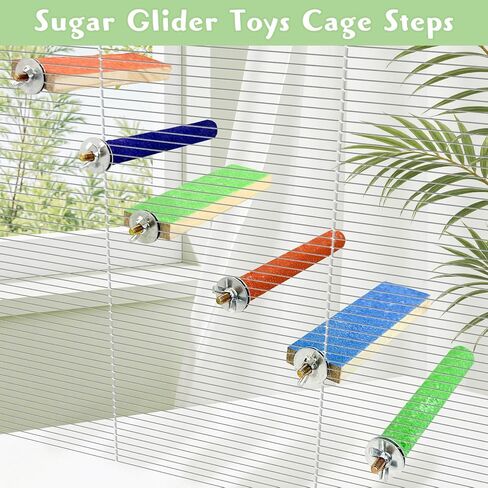 BNOSDM Sugar Glider Toys Wood 6 PCS Hamster Claging Cage Steps with Rand Sharping Claws Platform snadpaper snadpaper snadpaper for أقفاص مناسبة للسناجب الفئران in Saudi Arabia