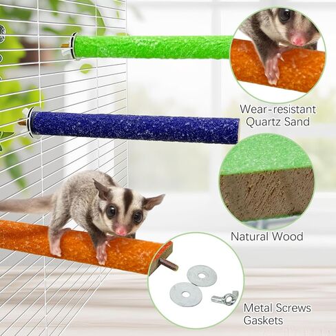 BNOSDM Sugar Glider Toys Wood 6 PCS Hamster Claging Cage Steps with Rand Sharping Claws Platform snadpaper snadpaper snadpaper for أقفاص مناسبة للسناجب الفئران in Saudi Arabia