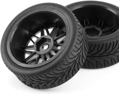 عجلات وإطارات Globact 12mm Hex OD 2.55 "الإطارات المطاطية لـ Traxxas HSP Tamiya Hpi Kyosho Redcat تتجاوز 1/10 RC على الطريق Touring Car Wltoys 144001 1/14 RC Buggy (Silver) in Saudi Arabia