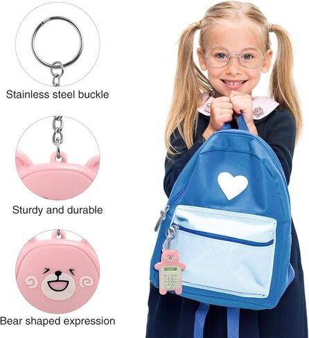 6 Pcs Portable Mini Calculator Keychain,8-Digit LCD Display Cartoon Bear Calculator for Home Office Kids and Adults in Saudi Arabia