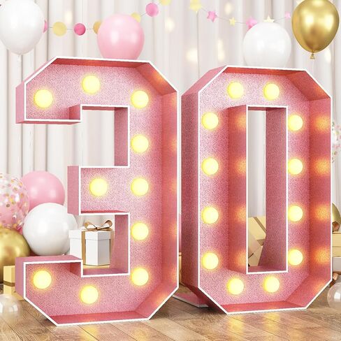 4FT Light Up Number 3, Pink Number 3 Marquee Large Marquee Mosaic Sign for Party, Big Numbers with Lights Giant Light Up Numbers 4 Feet Tall DIY Frame Pre-Cut Foam Board Kit for Birthday Anniversary in Saudi Arabia