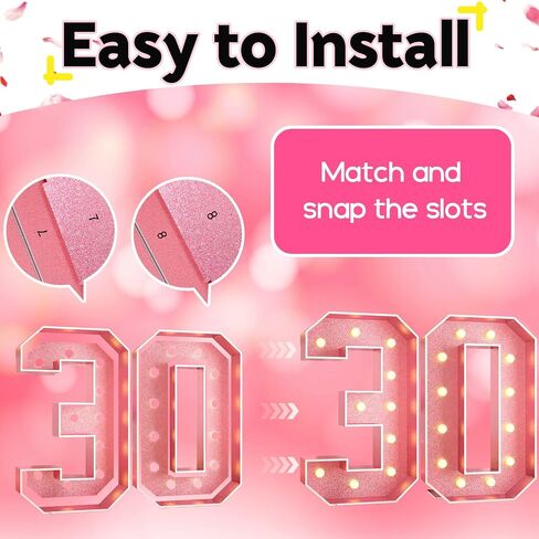 4FT Light Up Number 3, Pink Number 3 Marquee Large Marquee Mosaic Sign for Party, Big Numbers with Lights Giant Light Up Numbers 4 Feet Tall DIY Frame Pre-Cut Foam Board Kit for Birthday Anniversary in Saudi Arabia