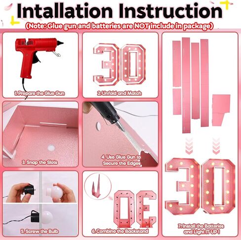 4FT Light Up Number 3, Pink Number 3 Marquee Large Marquee Mosaic Sign for Party, Big Numbers with Lights Giant Light Up Numbers 4 Feet Tall DIY Frame Pre-Cut Foam Board Kit for Birthday Anniversary in Saudi Arabia
