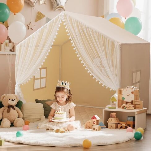 تلعب الأطفال الكبار خيمة ، طولها 55.1 في الطول ، يناسب 3-4 أطفال ، مسرح داخلي للأطفال ، مع حصيرة وأضواء مبطنة ، خيمة سرير للطفل ، عيد ميلاد للبنات الأولاد in Kuwait