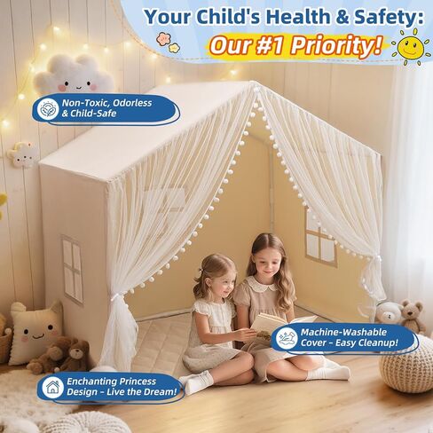 تلعب الأطفال الكبار خيمة ، طولها 55.1 في الطول ، يناسب 3-4 أطفال ، مسرح داخلي للأطفال ، مع حصيرة وأضواء مبطنة ، خيمة سرير للطفل ، عيد ميلاد للبنات الأولاد in Kuwait