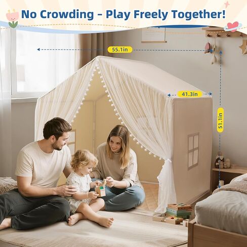 تلعب الأطفال الكبار خيمة ، طولها 55.1 في الطول ، يناسب 3-4 أطفال ، مسرح داخلي للأطفال ، مع حصيرة وأضواء مبطنة ، خيمة سرير للطفل ، عيد ميلاد للبنات الأولاد in Kuwait