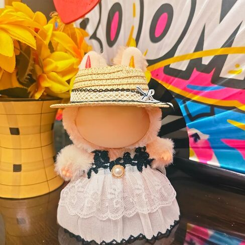 Black Dress for Labubu, Doll Clothes Sets for 15-17 cm Dolls, Elegant 3 Piece Doll Outfit for Labubu, Exquisite LABUBU Designer Clothes Accessories for Girl, Dress to Impress Dolls Clothing in Saudi Arabia