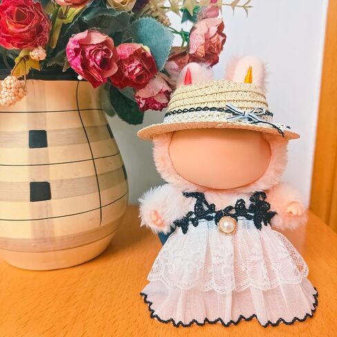 Black Dress for Labubu, Doll Clothes Sets for 15-17 cm Dolls, Elegant 3 Piece Doll Outfit for Labubu, Exquisite LABUBU Designer Clothes Accessories for Girl, Dress to Impress Dolls Clothing in Saudi Arabia