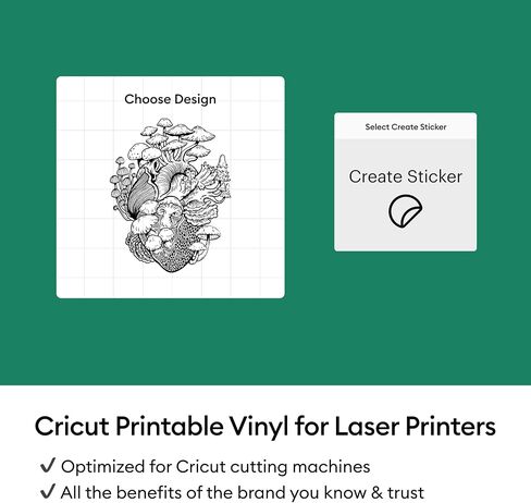 فينيل Cricut® القابل للطباعة لطابعات الليزر - 8.5 في × 11 بوصة (25 م) in Kuwait