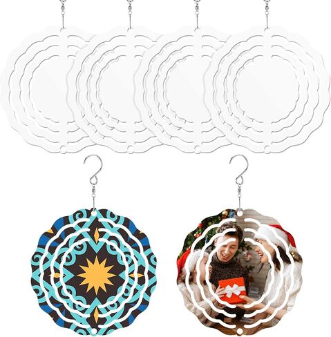 Weysat 10 Pack Sublimation Wind Spinner Blanks 3D Aluminum Wind Spinners Hanging Spinners DIY Crafts Ornaments for Indoor Outdoor Garden Yard Window Porch Front Door Decoration (8 Inch) in Saudi Arabia