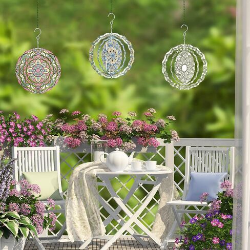 Weysat 10 Pack Sublimation Wind Spinner Blanks 3D Aluminum Wind Spinners Hanging Spinners DIY Crafts Ornaments for Indoor Outdoor Garden Yard Window Porch Front Door Decoration (8 Inch) in Saudi Arabia