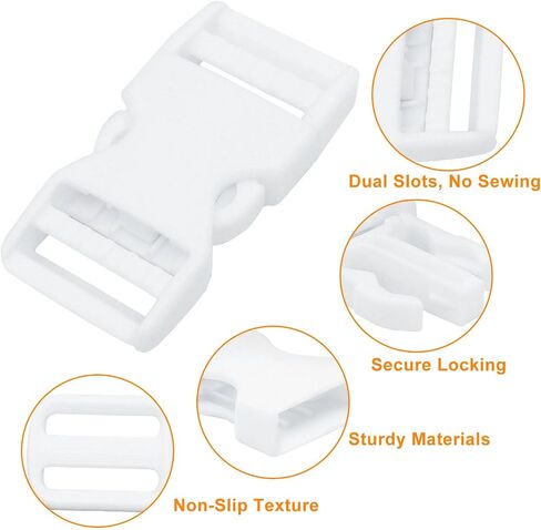 الابازيم لأشرطة 1 بوصة ، 6 أجزاء من الابواب الجانبية السريعة و 12 PCS متزلج Tri-Glide ، ومقاطع المفاجئة المزدوجة الثقيلة للخدمة الشاقة لاستبدال حقيبة الظهر من نايلون حزام الأليف (أبيض) in Kuwait