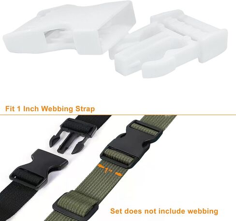 الابازيم لأشرطة 1 بوصة ، 6 أجزاء من الابواب الجانبية السريعة و 12 PCS متزلج Tri-Glide ، ومقاطع المفاجئة المزدوجة الثقيلة للخدمة الشاقة لاستبدال حقيبة الظهر من نايلون حزام الأليف (أبيض) in Kuwait