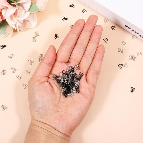 100 Set Sewing Hooks and Eyes Closure Metal Bra Hooks and Eyes Replacement Hook, Hook and Eye Closures for Clothing Trousers Skirt Sewing DIY Craft, Silver and Black (14mm) in Saudi Arabia