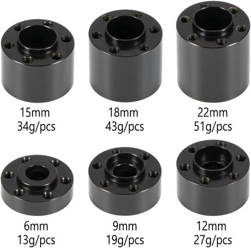 Brass Weights 6mm 9mm 12mm 15mm 22mm Wheel Hex Hub Widen Adapter for 1/10 RC Crawler 1.9 2.2 Wheels Rims SCX10 TRX4 Black (18mm) in Saudi Arabia