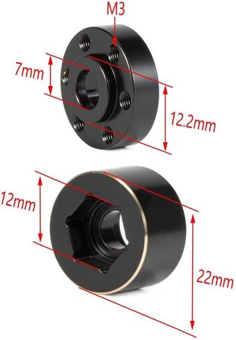 Brass Weights 6mm 9mm 12mm 15mm 22mm Wheel Hex Hub Widen Adapter for 1/10 RC Crawler 1.9 2.2 Wheels Rims SCX10 TRX4 Black (18mm) in Saudi Arabia