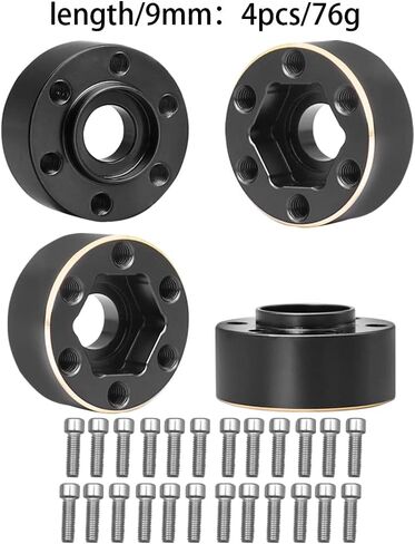 Brass Weights 6mm 9mm 12mm 15mm 22mm Wheel Hex Hub Widen Adapter for 1/10 RC Crawler 1.9 2.2 Wheels Rims SCX10 TRX4 (9mm), Black in Kuwait