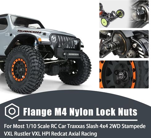 4pcs m4 شفة المكسرات المصنوعة من الألومنيوم ، m4-0.7mm hex flange nylon insert قفل المكسرات لـ 1/10 RC Car Traxxas Slash 4x4 2WD Stampede vxl Rustler VXL HPI Redcat Axial Racing Truck Wheels Wheels in Kuwait