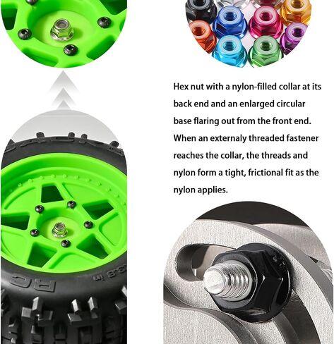 4pcs m4 شفة المكسرات المصنوعة من الألومنيوم ، m4-0.7mm hex flange nylon insert قفل المكسرات لـ 1/10 RC Car Traxxas Slash 4x4 2WD Stampede vxl Rustler VXL HPI Redcat Axial Racing Truck Wheels Wheels in Kuwait