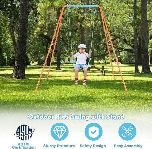 مجموعات أرجوحة Costzon لـ Backyard ، جميعها إطار حافلة Swing Weather مع مقعد أرجوحة قابل للتعديل ، حصص أرضية ، أرجوحة الأطفال في ملعب حديقة داخلي داخلي (أزرق+البحرية) in Kuwait