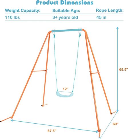 مجموعات أرجوحة Costzon لـ Backyard ، جميعها إطار حافلة Swing Weather مع مقعد أرجوحة قابل للتعديل ، حصص أرضية ، أرجوحة الأطفال في ملعب حديقة داخلي داخلي (أزرق+البحرية) in Kuwait