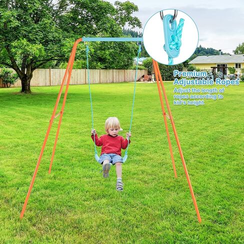 مجموعات أرجوحة Costzon لـ Backyard ، جميعها إطار حافلة Swing Weather مع مقعد أرجوحة قابل للتعديل ، حصص أرضية ، أرجوحة الأطفال في ملعب حديقة داخلي داخلي (أزرق+البحرية) in Kuwait