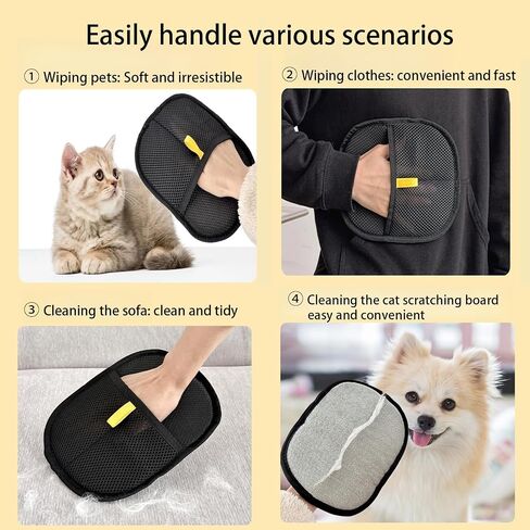 2 PCS PET Hair Remover قفازات كهربائية ， قفازات الشعر الأليفة ، قفازات شعر الحيوانات الأليفة الإلكتروستاتيكية للأثاث والسجاد ومقاعد السيارات - أداة الاستمالة للحيوانات الأليفة القابلة لإعادة الاستخدام (2) in Kuwait