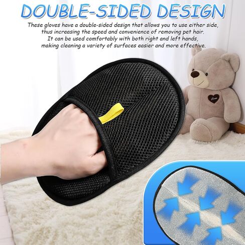 Pet Hair Removal Gloves, and Efficient Pet Hand Hair Removal Gloves, Reusable Pet Hair Removal Gloves. Suitable for Long-Haired and Short-Haired Cats and Horses in Saudi Arabia