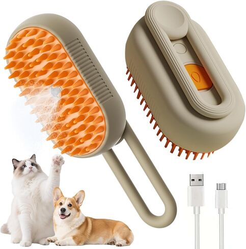 4 in 1 Cat Steam Brush for Shedding Dog Brush with Steam Pet Hair Cleaning Brush Comb for Spray Pet Grooming Soft Silicone Brush for Long & Short Haired Pets (White) in Kuwait