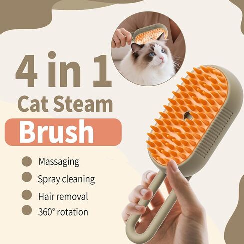 4 in 1 Cat Steam Brush for Shedding Dog Brush with Steam Pet Hair Cleaning Brush Comb for Spray Pet Grooming Soft Silicone Brush for Long & Short Haired Pets (White) in Kuwait