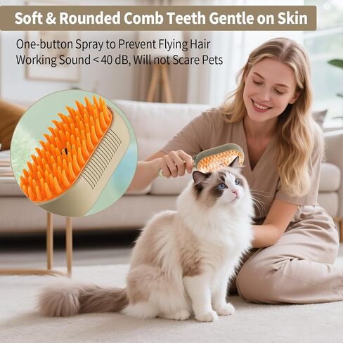 4 in 1 Cat Steam Brush for Shedding Dog Brush with Steam Pet Hair Cleaning Brush Comb for Spray Pet Grooming Soft Silicone Brush for Long & Short Haired Pets (White) in Kuwait