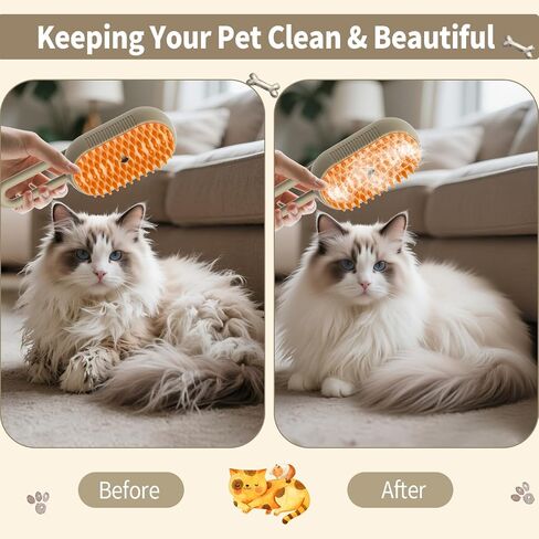 4 in 1 Cat Steam Brush for Shedding Dog Brush with Steam Pet Hair Cleaning Brush Comb for Spray Pet Grooming Soft Silicone Brush for Long & Short Haired Pets (White) in Kuwait