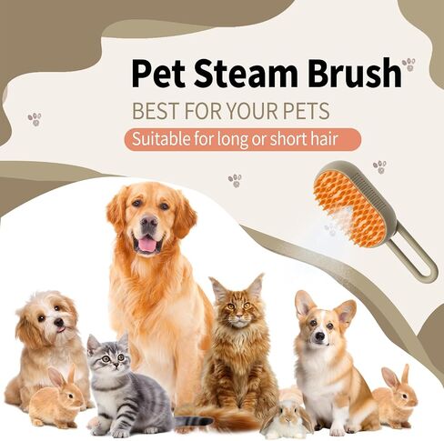 4 in 1 Cat Steam Brush for Shedding Dog Brush with Steam Pet Hair Cleaning Brush Comb for Spray Pet Grooming Soft Silicone Brush for Long & Short Haired Pets (White) in Kuwait