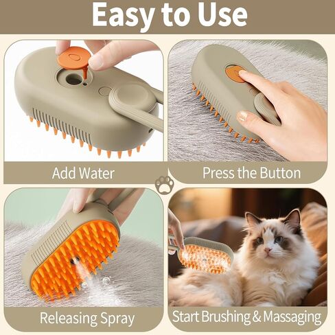 4 in 1 Cat Steam Brush for Shedding Dog Brush with Steam Pet Hair Cleaning Brush Comb for Spray Pet Grooming Soft Silicone Brush for Long & Short Haired Pets (White) in Kuwait