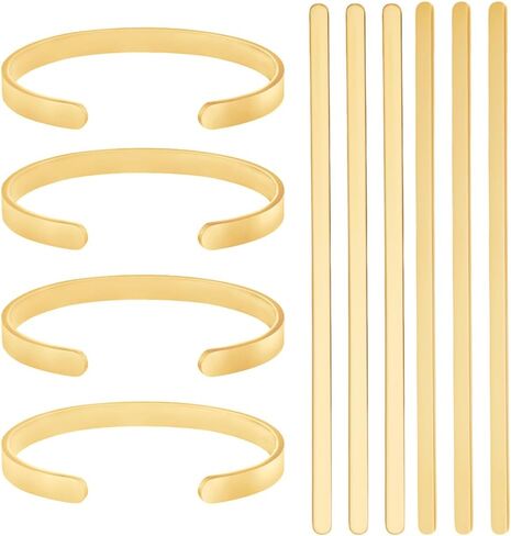 Beebeecraft 6Pcs 304 Stainless Steel Bracelet Blanks Golden Metal Adjustable Simple Base Stamping Engraving Thin Blank Cuff Bangle Strips for Jewelry Making Bracelet DIY Crafts Supplies in Saudi Arabia
