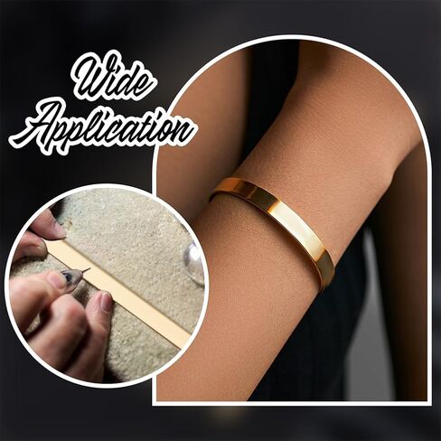 Beebeecraft 6Pcs 304 Stainless Steel Bracelet Blanks Golden Metal Adjustable Simple Base Stamping Engraving Thin Blank Cuff Bangle Strips for Jewelry Making Bracelet DIY Crafts Supplies in Saudi Arabia