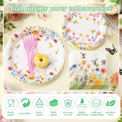 Umigy 96 Pcs Fall Floral Paper Plates and Napkins Forks Autumn Wildflower Disposable Birthday Tableware Decorations for Fall Picnic Wedding Tea Party Favor, Serve 24 Guests in Saudi Arabia