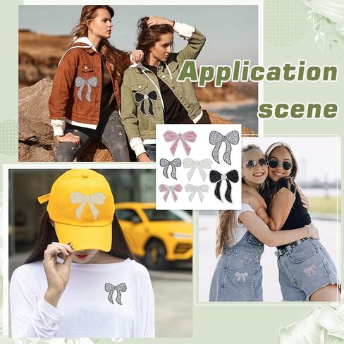Fingerinspire 14 PCS Bow Knot Patches 7 Styles Iron on Glitter Patches Chaking Bow Knot Crystal Bling Patches Bow Bow Headed Sybed for Pants Hat Jeans Costume Decoration in Saudi Arabia