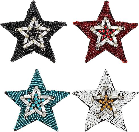 Mayjoydiy 4pcs عيون شريرة القلب تصحيح ، 4 أنماط من الأنماط الصوفية ، نزيف القلب ، بقع تطريز يدويًا بالخرز ، خياطة راينستون على زين للملابس جينز سترة. in Saudi Arabia