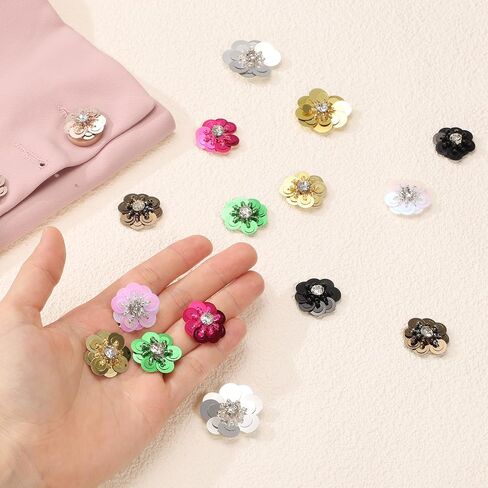 uxcell 10Pcs Sequin Beaded Flowers Patches, 30mm Handmade Paillette Crystal Applique Sewing Beaded Flower Applique for Dress Bags Headband Decor, Silver in Saudi Arabia