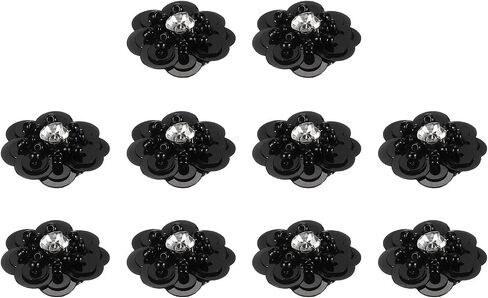 uxcell 10Pcs Sequin Beaded Flowers Patches, 30mm Handmade Paillette Crystal Applique Sewing Beaded Flower Applique for Dress Bags Headband Decor, Silver in Kuwait