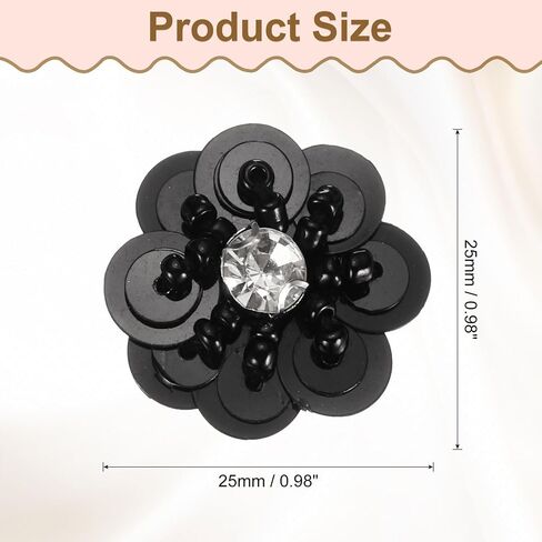 uxcell 10Pcs Sequin Beaded Flowers Patches, 30mm Handmade Paillette Crystal Applique Sewing Beaded Flower Applique for Dress Bags Headband Decor, Silver in Kuwait